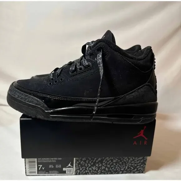 Size 7 - Nike Air Jordan 3 Retro GS Black Cat 2025 Men's Shoes Ships Now Athletic Shoes